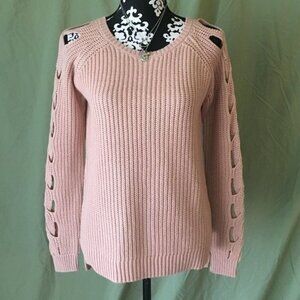 Boho Sexy Pink Peekaboo Comfy Cut Out Sweater S